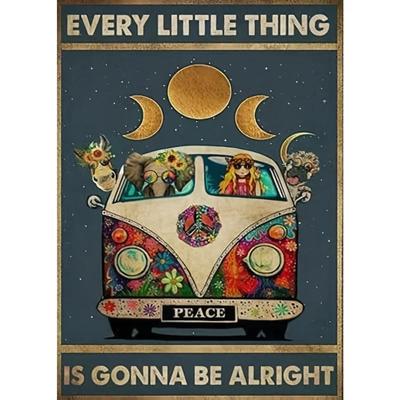 1pc Hippie Poster Wall Art, Retro Metal Tin Ign For Home Coffee Wall Decor 8x12inch