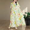 DIMANAF New 2026 Sundress Women Plus Size Summer Casual Print Floral Maxi Long Dress Cotton Loose Oversize Beach Holiday
