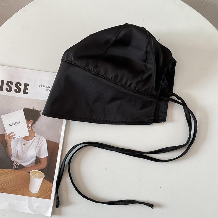 Spring Summer Women Girls Lolita Hat Victorian Bonnet Hat Vintage Maid Pumpkin Bucket Cap Satin Strap-on Fishermen Hat