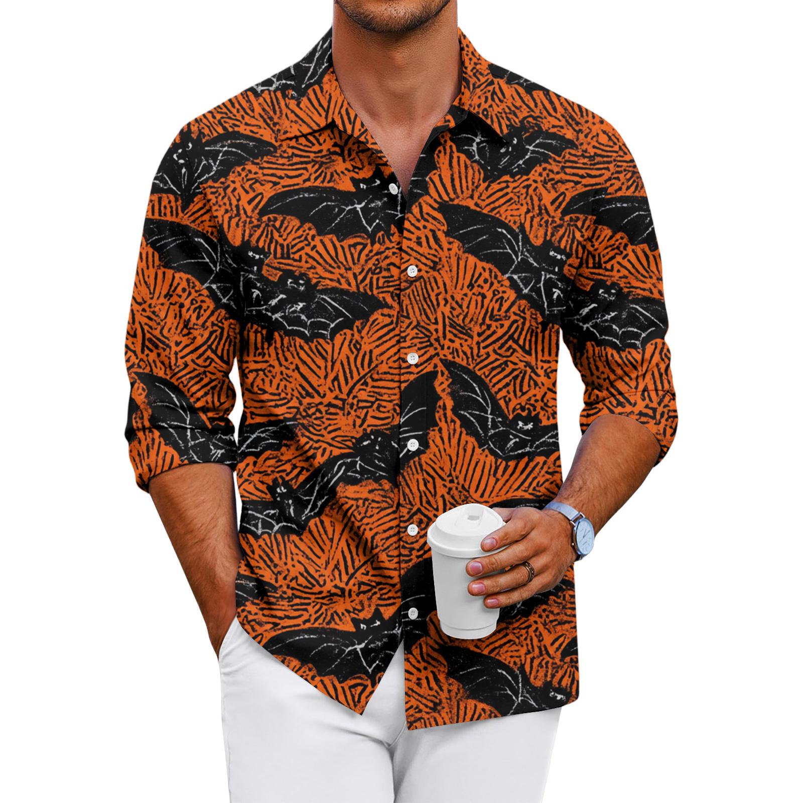 

Мужская повседневная рубашка с длинным рукавом свободного кроя на пуговицах L