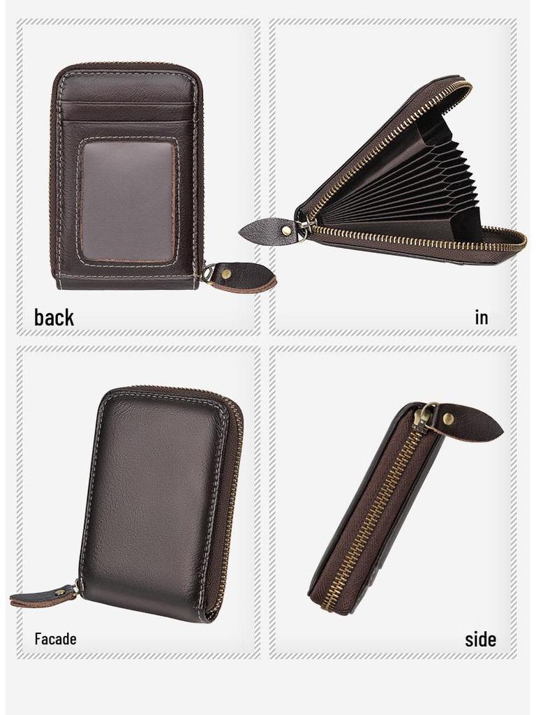 Jiameida Herren Retro Leder Schlüssel- und Münzbeutel mit Reißverschluss - Großes Fassungsvermögen Kartenhalter