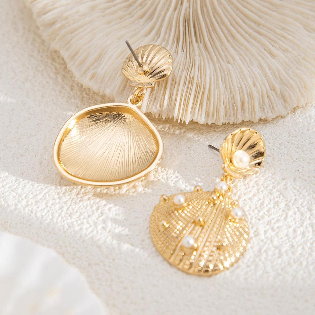 Ohrstecker mit übertriebenem Sternmotiv, für Sommer, Strand, Ozean, personalisierbar, trendig, Urlaub, Kunstperle, Seestern, Metallohrring für Frauen und Mädchen