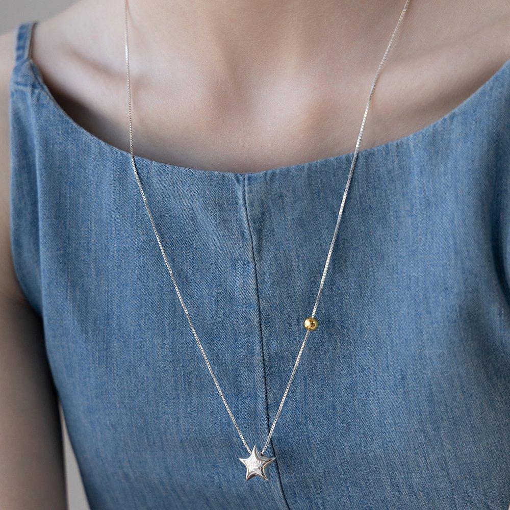 (92.5 Silver) Star and Ball Necklace Nz2139