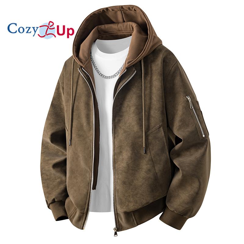 Pilot Leather Jacket Men s Autumn/winter Hooded Pu Leather Coat M темно-коричневого