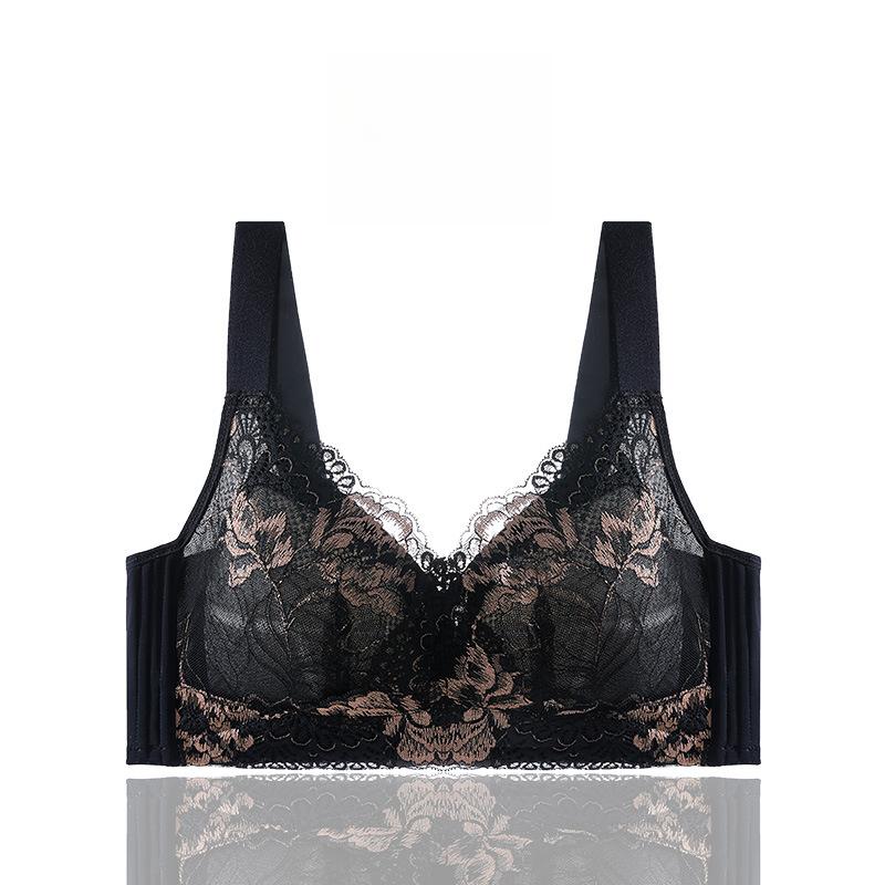 

Женское белье Бюстгальтер полной чашки без косточек Женский регулируемый бюстгальтер со свойствами подтяжки груди и предотвращения провисания 42/95D чёрный