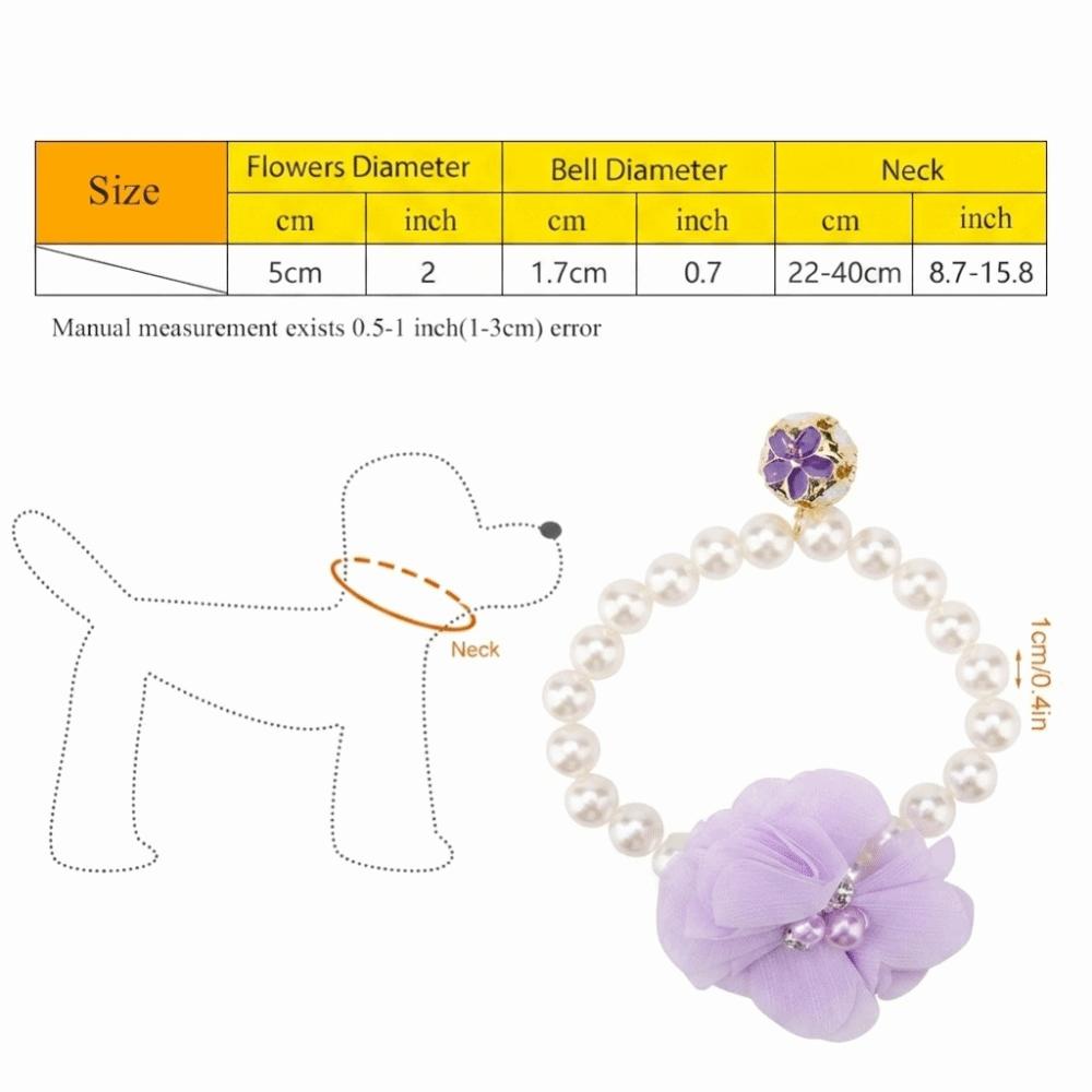 Elastic Stretchable Pet Pearl Collar Multi Size Available Round Pearl Bead Dog Pearl Necklace Lightweight Wearable