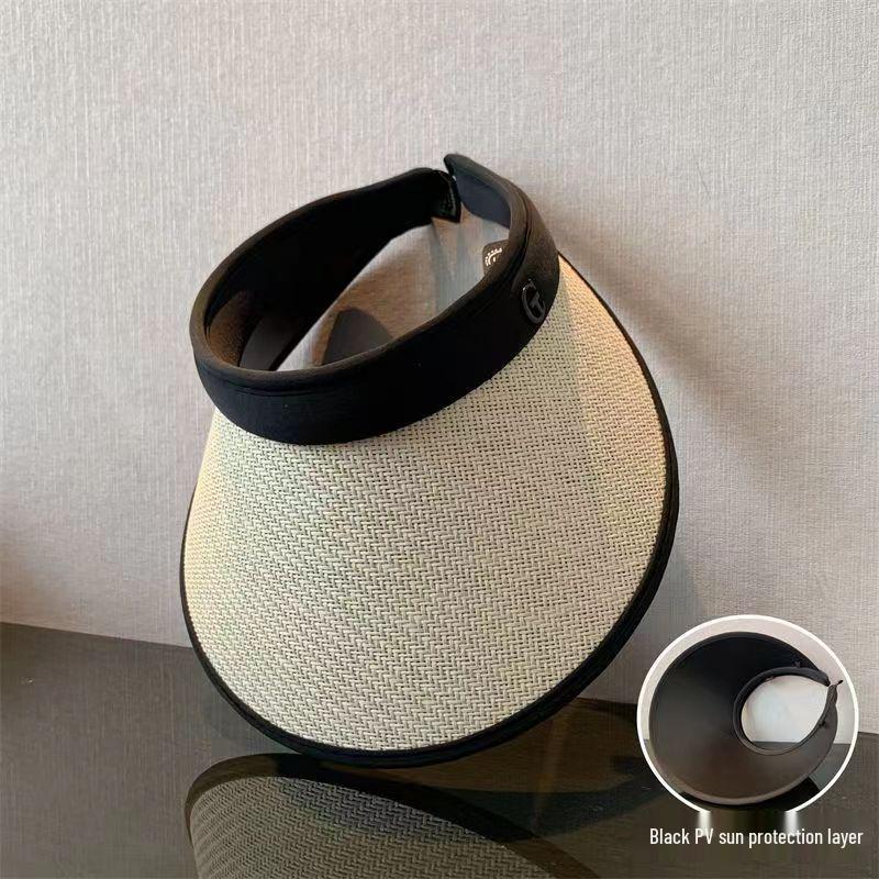 Women's 2026 Summer Sunshade Hat: Large Brim, UV Protection, Face Covering, Open-Top Straw Design