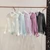 Zhi Hetang Retro Silk V-Neck Ruffled Long-Sleeve Blouse