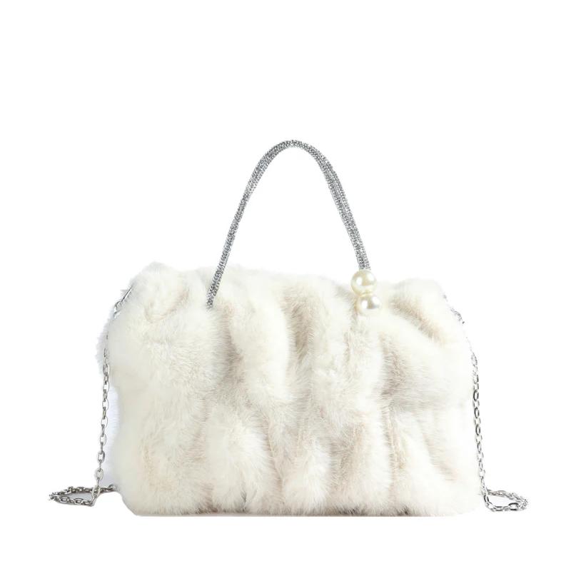 

Изысканные квадратные бархатные высококачественные меховые сумки класса люкс новые простые женские сумки через плечо