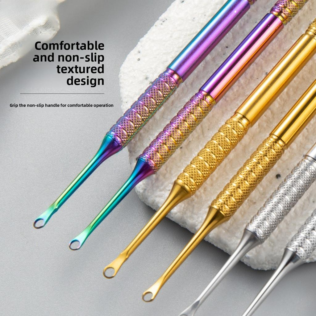 Spingipelle in acciaio per nail art a doppia testa, testa tonda, testa obliqua, rimuovi cuticole, strumento per manicure per saloni di bellezza
