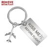 Remove Before Flight Plane Keychain Kiss Me Before Flight Letter Metal Key Holder Keyrings