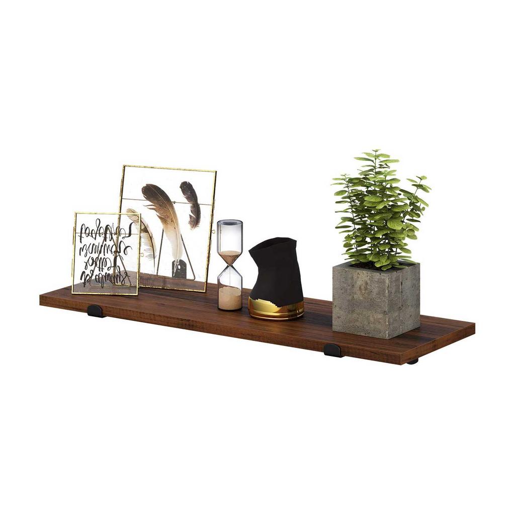 SONGMICS Wall Shelves Set of 2, 60 x 20 x 7 cm, Floating Shelves, Decorative Shelves, Retro Style, for Bedroom Living Room Kitchen Hallway