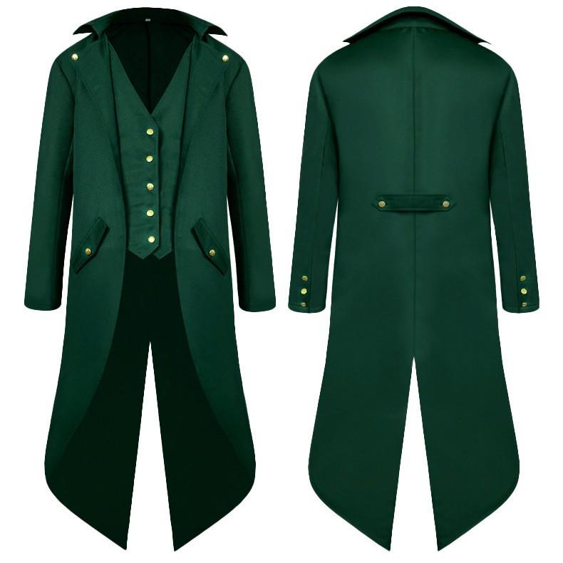 2025Wish Men's Medieval Gothic Swallowtail Coat - European & American Retro Punk Style