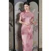 "Streamer Green" long green ancient full-open cheongsam 1011 summer new retro Republic of China style