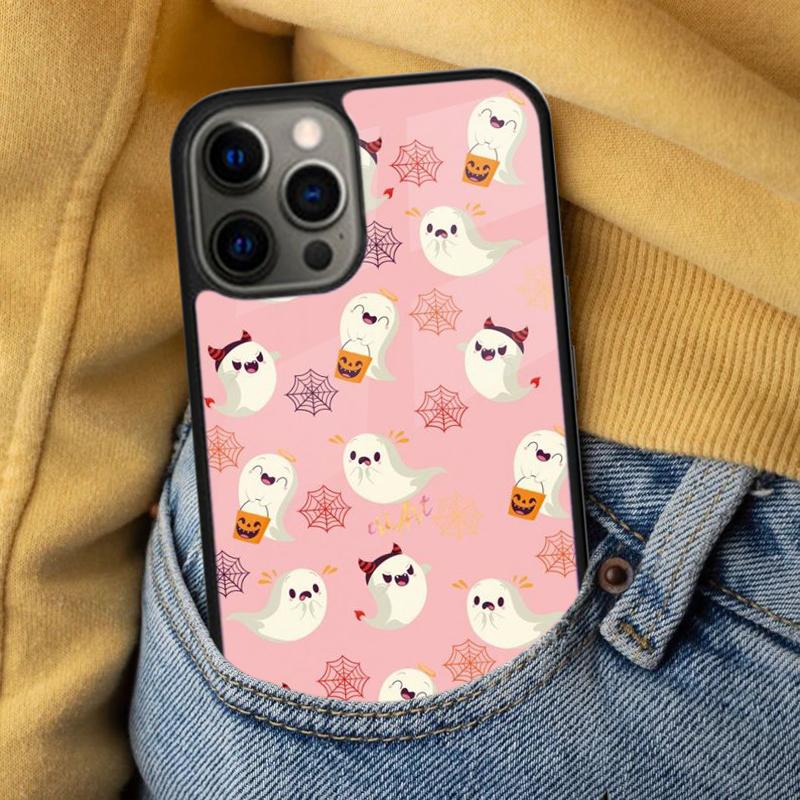 Ghost Cute Horror Soft Phone Case for iPhone 17 Air 16e Pro Max 15 Pro 13 14 Plus 11 12 MagSafe Magnetic Coque