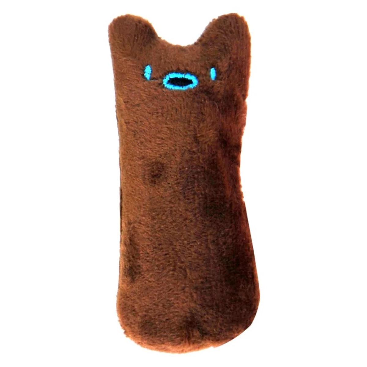 

Plush Cat Chew Toy with Crinkle Sound, Durable Interactive Teething Toy for Cats and Dogs 10×5cm коричневий