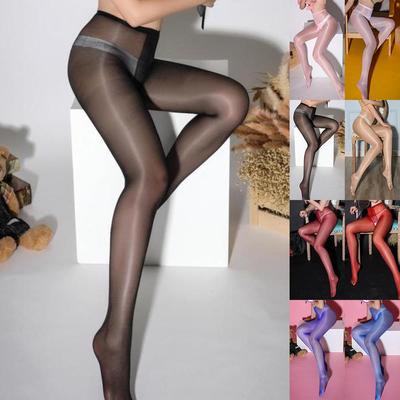 Breathable Womens Stockings Glossy High Waist Open File Sexy