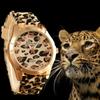 Luxusní hodinky Geneva s leopardím potiskem, quartzovým strojkem a řemínkem z nerezové oceli