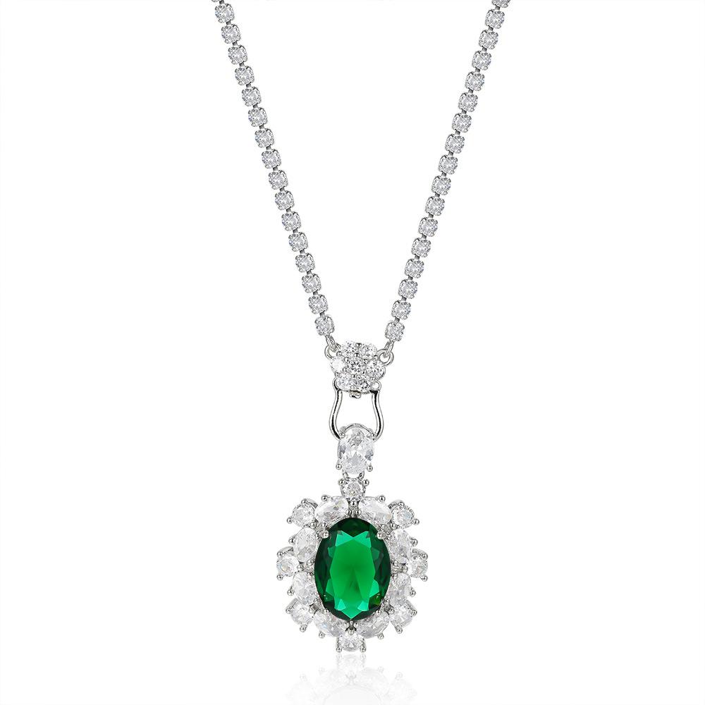 Wish hot sale colored treasure sunflower pendant flash high carbon diamond necklace exaggerated heavy industry stud earrings ring set
