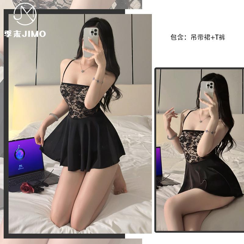 Sexy underwear new small chest sexy lace perspective suspender skirt perspective splicing lace skirt