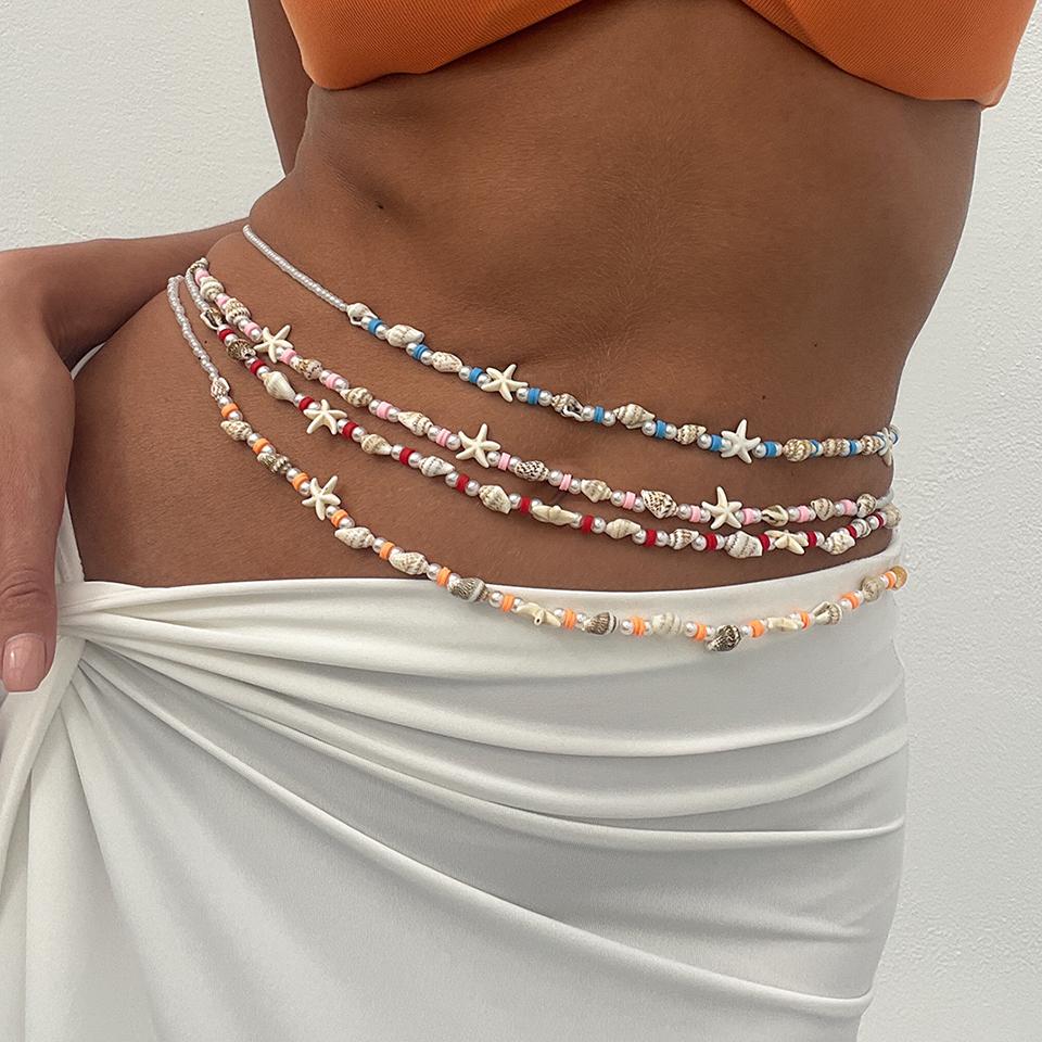 Ingemark Boho Prosta Rozgwiazda Muszla Nasiona Koraliki Łańcuszek na Talia Brzuch dla Kobiet Lato Plaża Bikini Festiwal Y2K Biżuteria Ciała Prezent