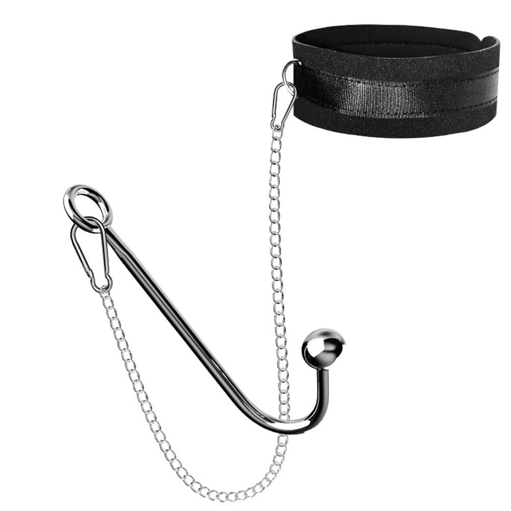 NEW Metal Anal Hook with Leather Collar Sexual Kits  Erotic Bondage Restraint Game for Fetish Couples Adult Anal Sex Toy