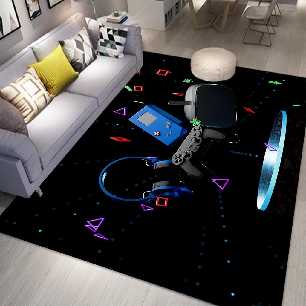 Gaming Area Rug for Kids Boy Bedroom Playroom Living Room Decor Controller Gamepad Carpet Gamer Floor Mat Soft Cool Game Doormat