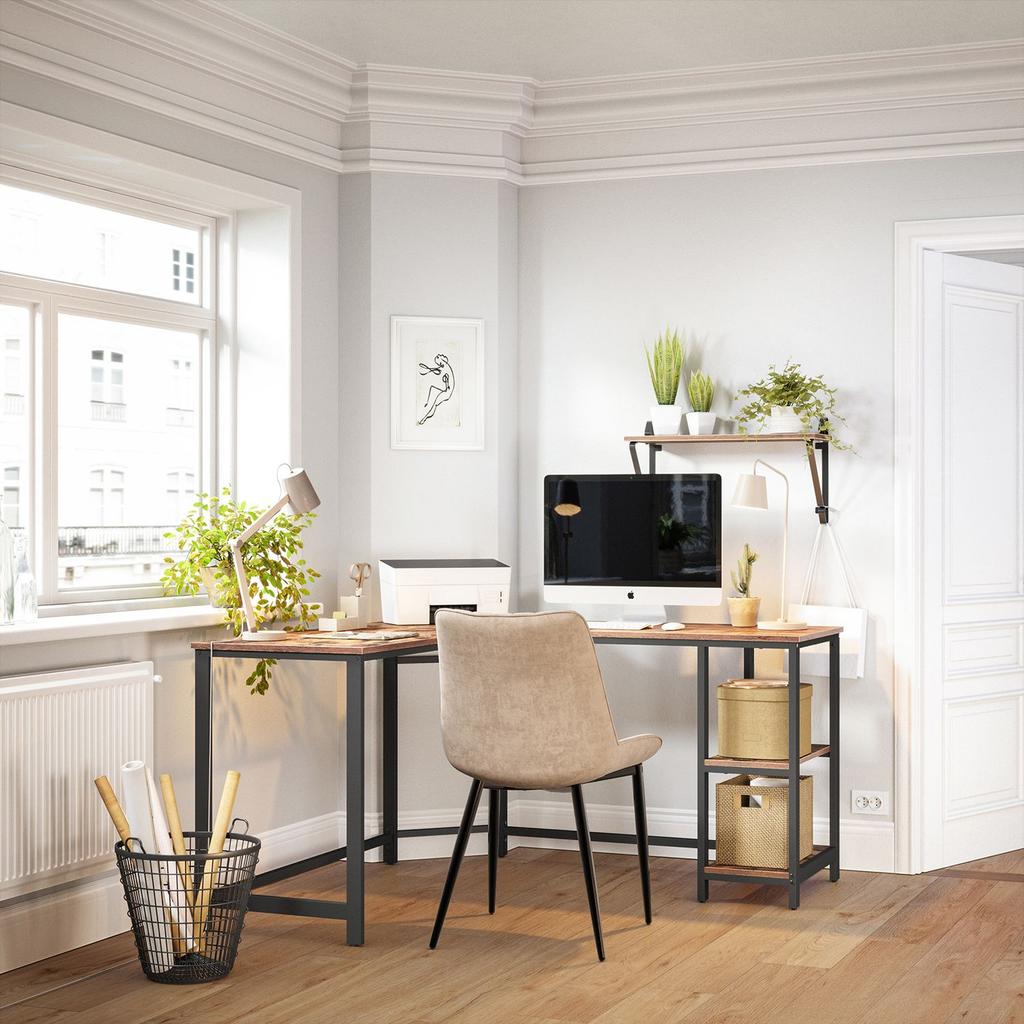 VASAGLE Computer Desk, L-Shaped Corner Desk, Workstation with Shelves for Home Office, Space-Saving, Easy to Assemble, Industrial