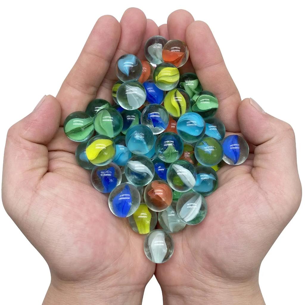 10/50Pcs 25/14Mm Colorful Glass Marbles Toy Kids Marble Balls Run Game Solitaire Toy Accs Vase Filler&Fish Tank Home Toy Gift