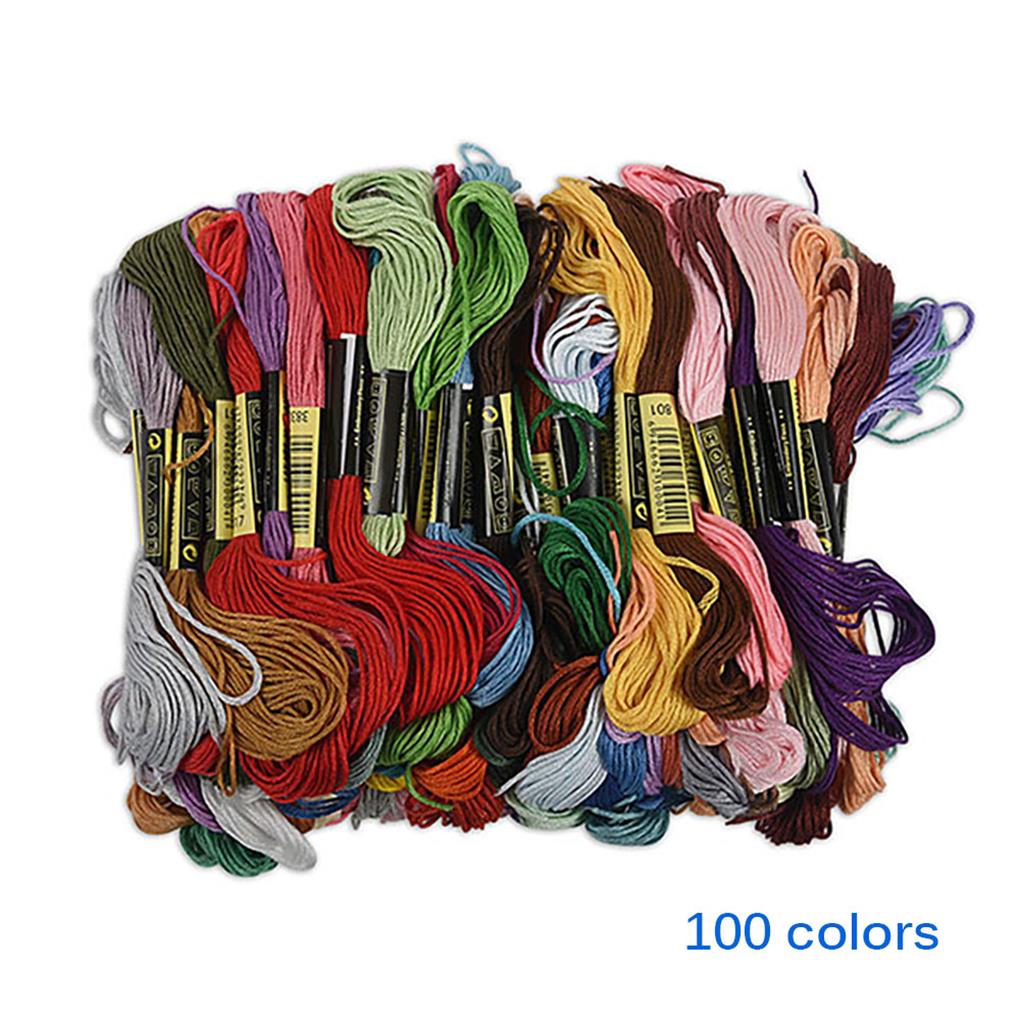 100/50/24 Colored Lightweight Embroidery Thread Good Elasticity No Fade Craft Cotton Lines Sewing Floss Kit for Home