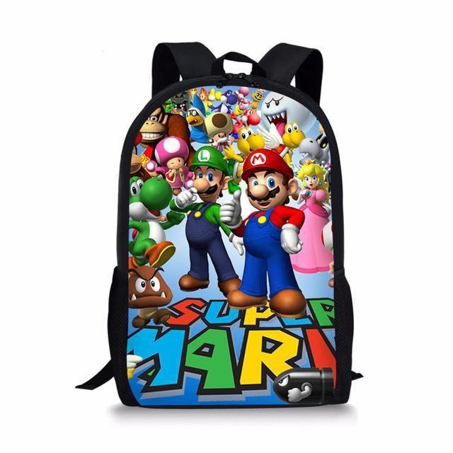 Double Super Mario Shoulder School Bag With Durable Material Pattern Playful