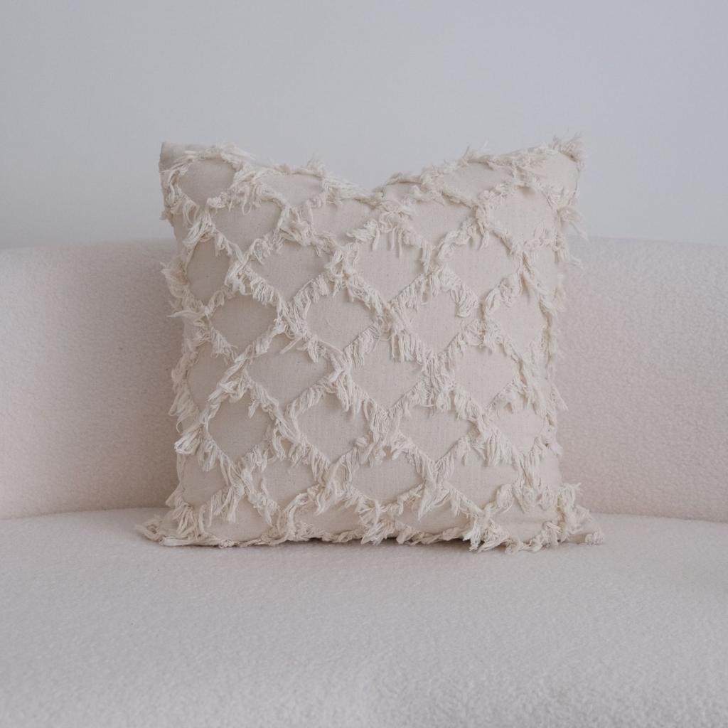 Elegant Throw Pillow Covers Textured Fringe & Embroidered Cushion Cases Boho Farmhouse Pillowcase for Living Room Couch Decor