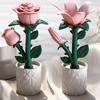 Pink Flower Table Lamp Plastic Atmosphere Night Light Creative Bedside Lamp  Home Decor
