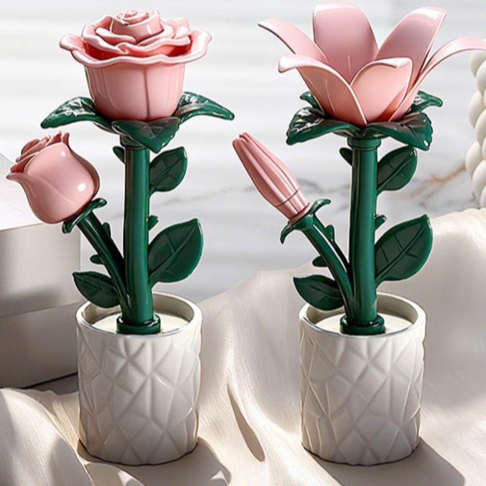 Pink Flower Table Lamp Plastic Atmosphere Night Light Creative Bedside Lamp  Home Decor
