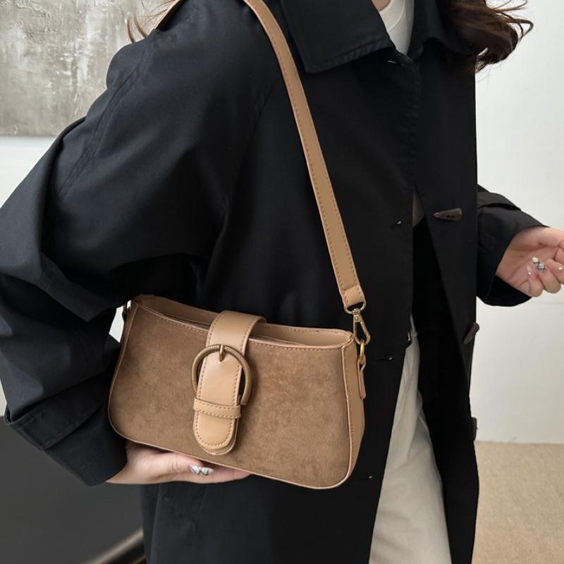 Faux Suede Underarm Bag, Zipper Fastener Fashiable Shoulder Cross Body Bags for Woman Small Square Bag, Suitable Daily Outfit