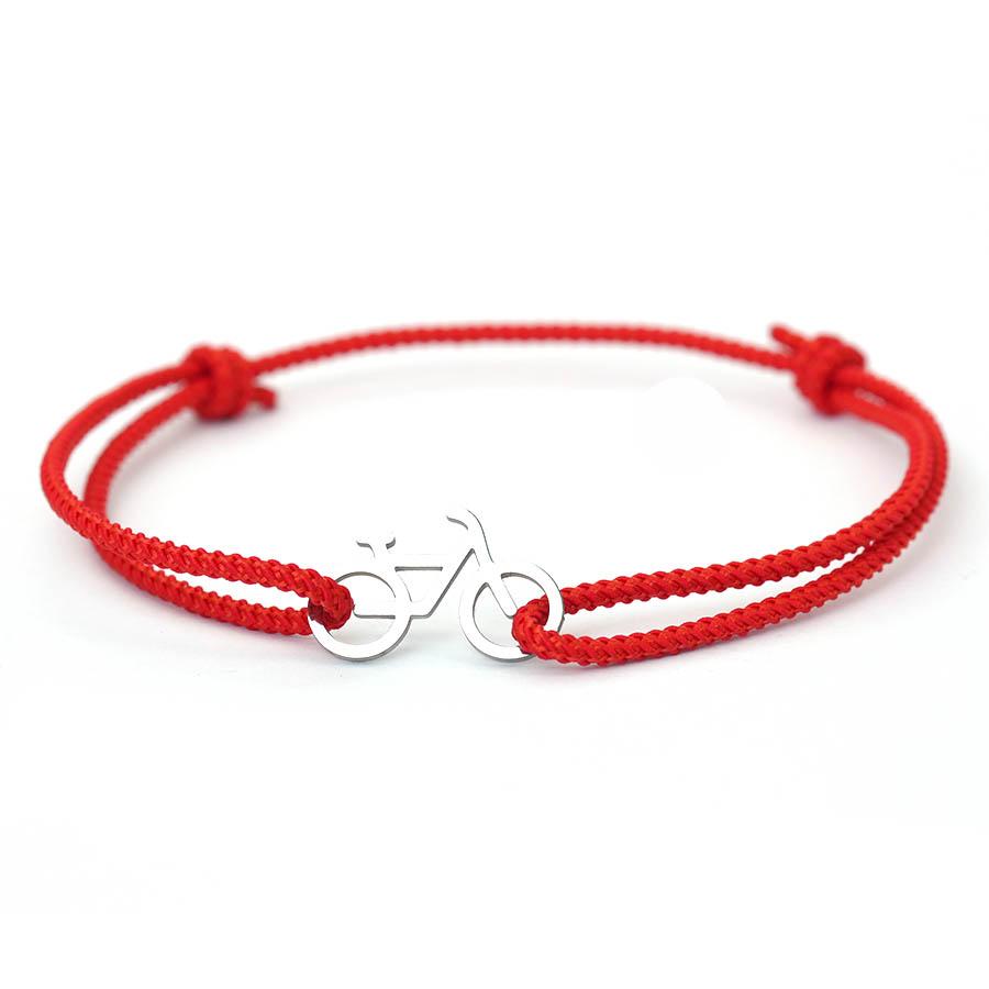 

New Red String Bicycle Charm Bracelet Adjustable Handmade Braided Lucky Rope Wristband for Women Men Perfect Gift For Lovers красный