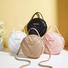 Solid Color Handheld Ladies Bags Small Round Bag  New Fashionable Versatile V-pattern Diagonal Span Small Fresh Shoulder Bag
