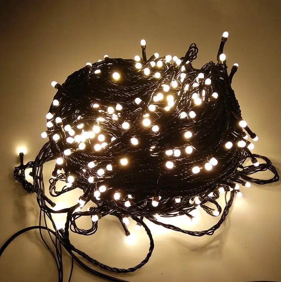 100M 500 LED Outdoor Christmas LED String Light Fairy Light Waterproof Black Cable Holiday Garland Light Patio Garden Decor