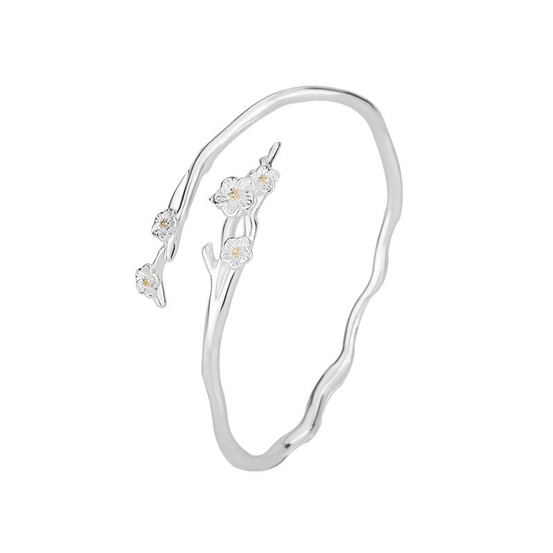 Jasmine Flower Open Cuff Bracelet Niche Light Luxury Exquisite High End Adjustable Jewelry For Women Elegant Gift