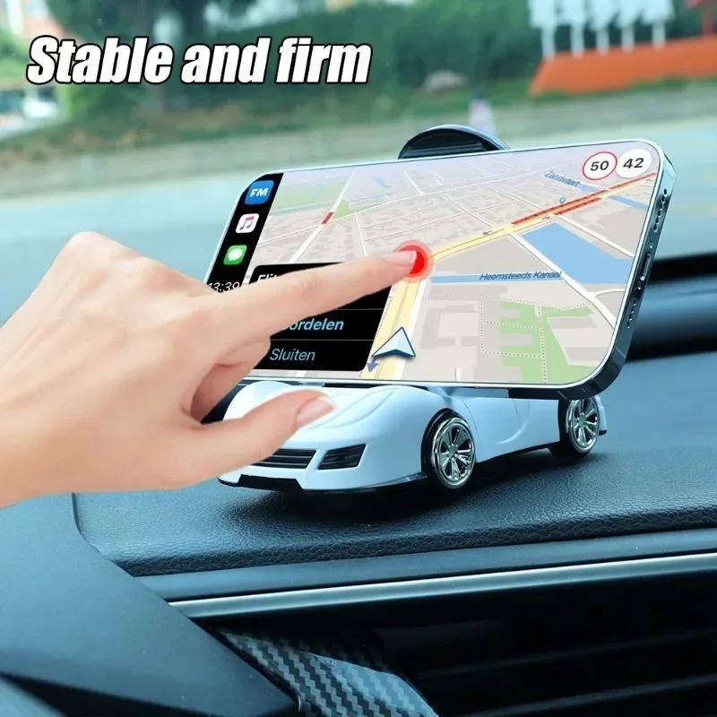 Support de téléphone portable modèle de voiture Rotation à 360 degrés Multifonctionnel Tableau de bord Support de navigation GPS Ornements modèle voiture de sport