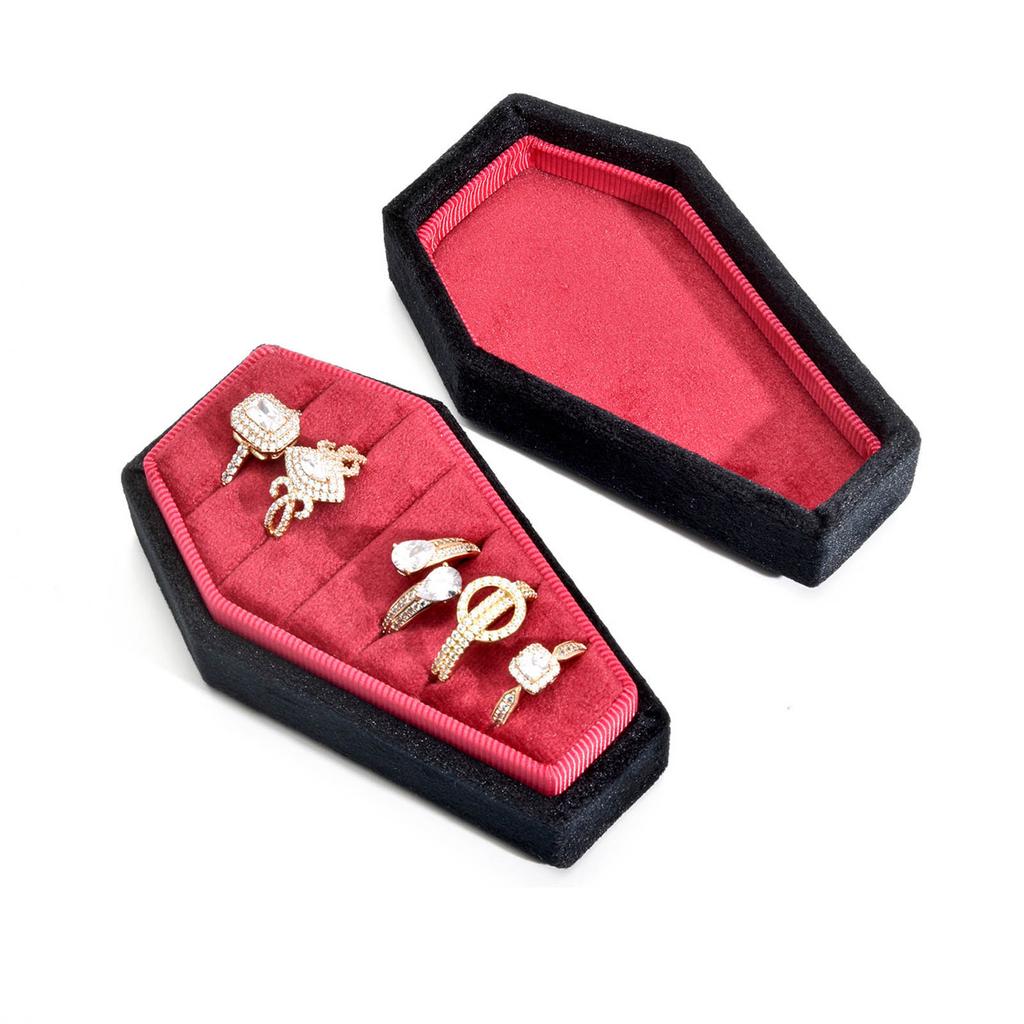 Schmuckschatulle in Sargform, tragbare Schmuckschatulle, Halsketten-/Ohrring-Vitrine, Ringhalter, Schmuckschatulle