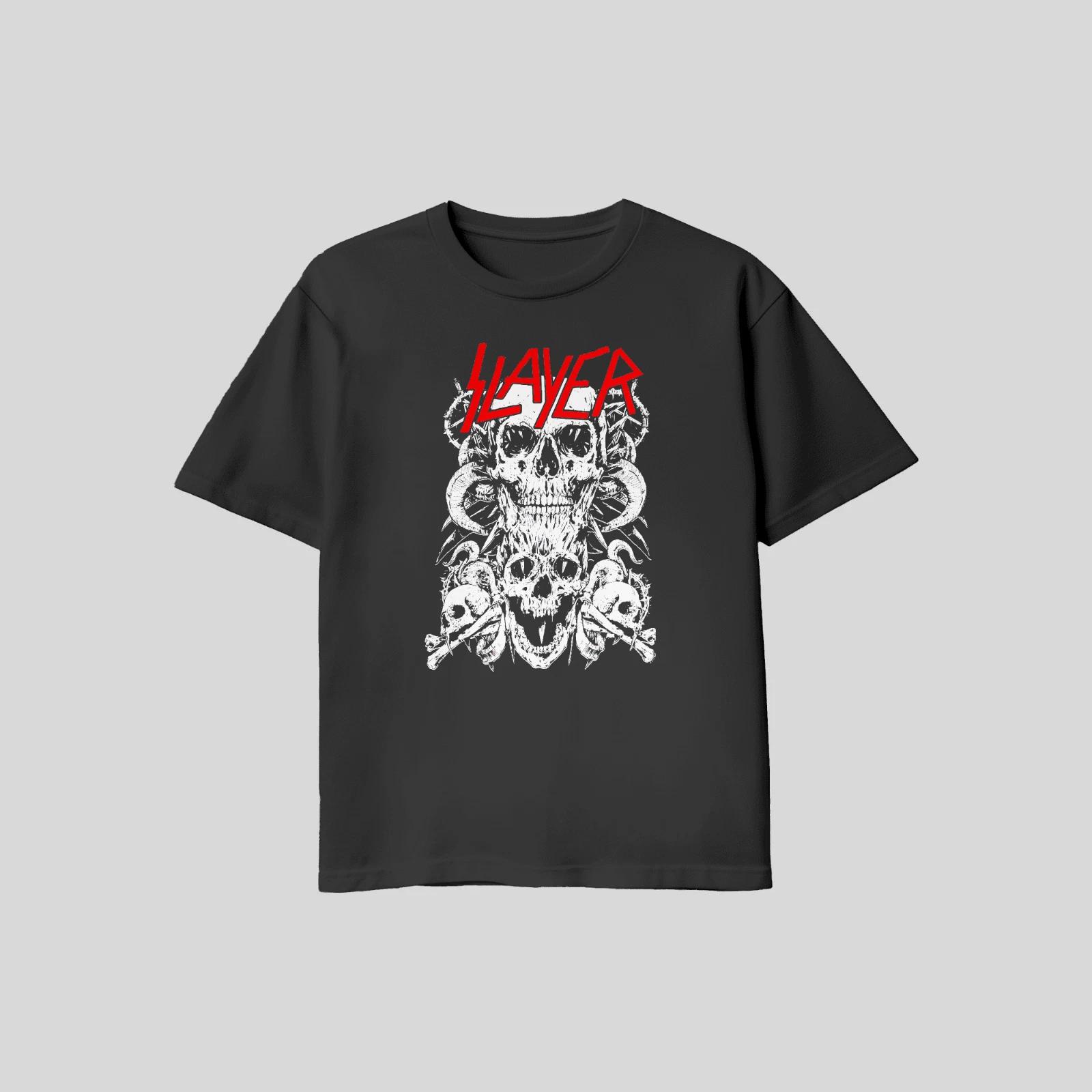Unisex Adult Casual Graphic Slayer Skulls Tom Araya Kerry King T Sh... XXL