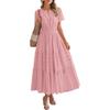 Women's V-neck Pull-out Puffy Sleeve Short Sleeve Dress