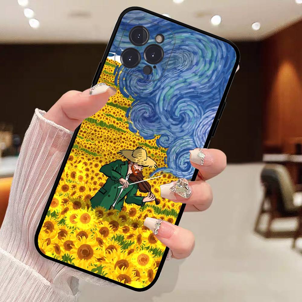 Vincent Van Gogh Oil INS Phone Case For iPhone 17 16 15 14 11 12 13 Pro Max Plus Mini Soft Back Cover