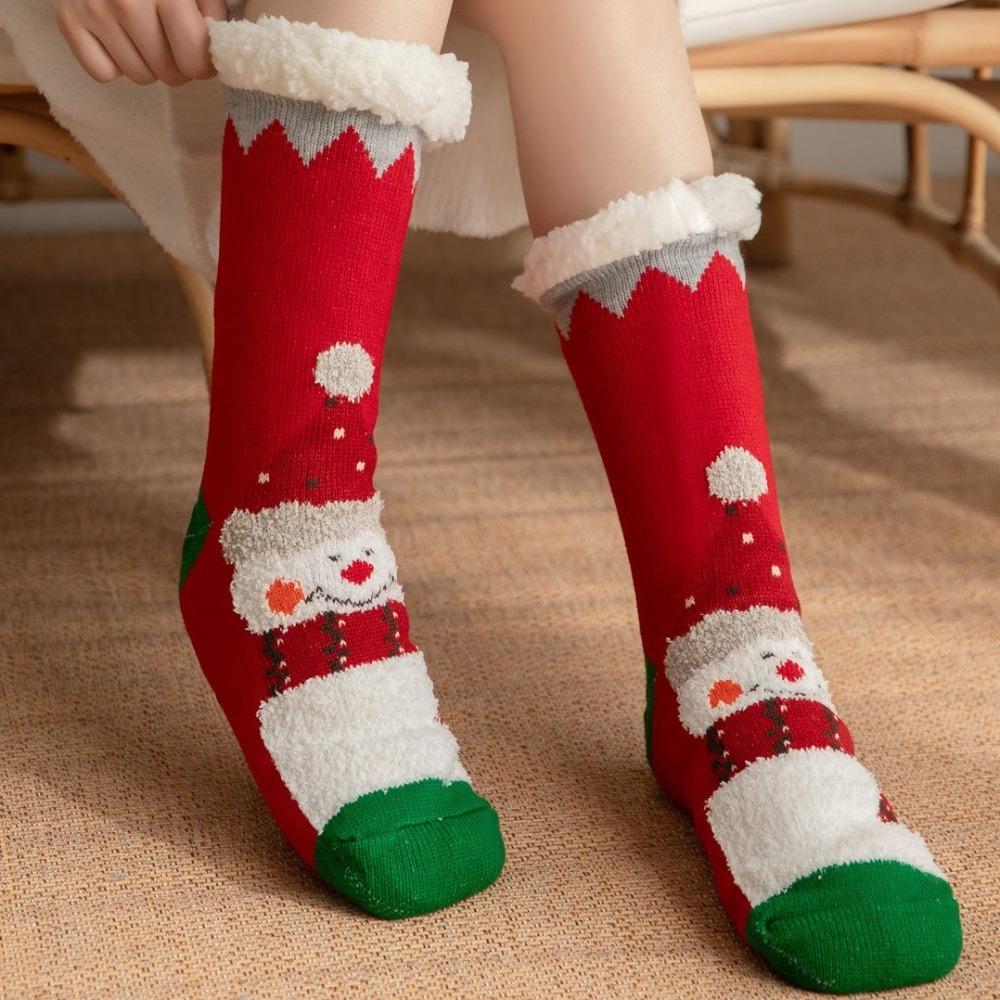 Snowman Thick Thermal Socks Velvet Winter Slipper Socks Kawaii Fleece Socks Women  Indoor