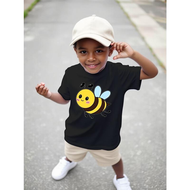European sizes Sweet Messenger with Cute Face Boys' New Casual Short-sleeved T-shirt for Summer Children's Round Neck Clothing Printed T-shirt