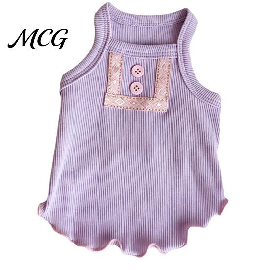 Pet Hair Reduction Shirt Ribbed Sleeveless Dog T-Shirt, Breathable Girl Vest Shirt, Soft Fabric Top Summer Puppy Outfit for Small Dogs Bichon