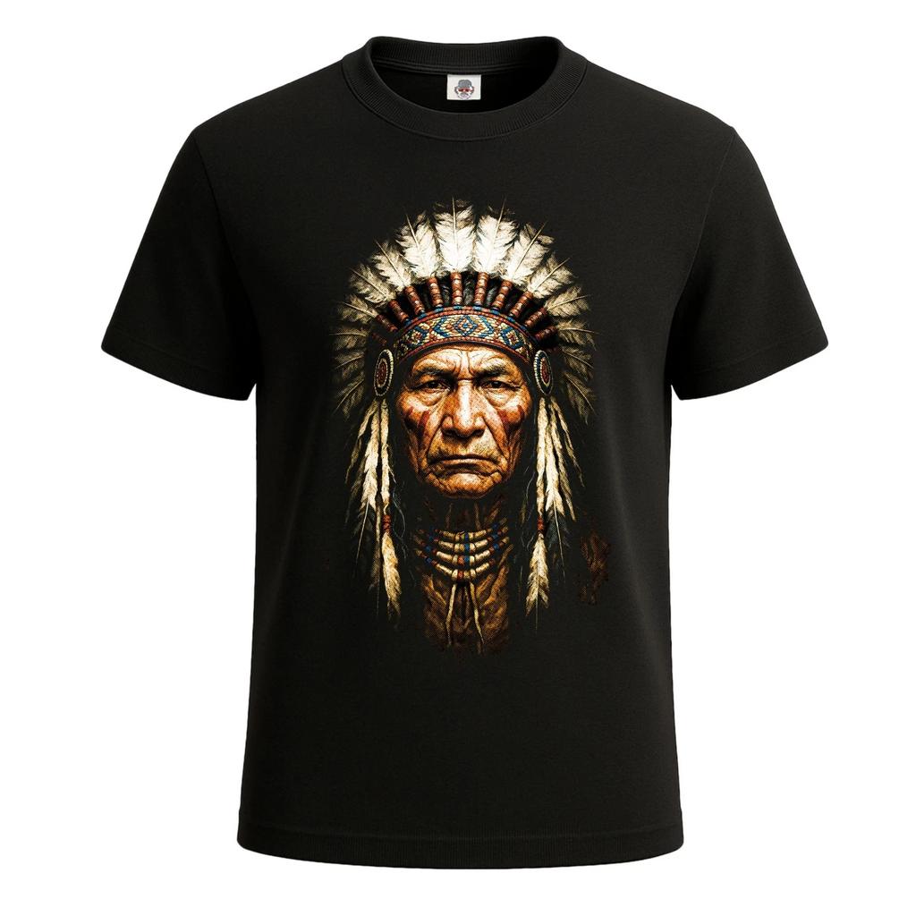 Native Spirit Indianergesicht Roter Indianer Biker T-Shirt Oberes Tee
