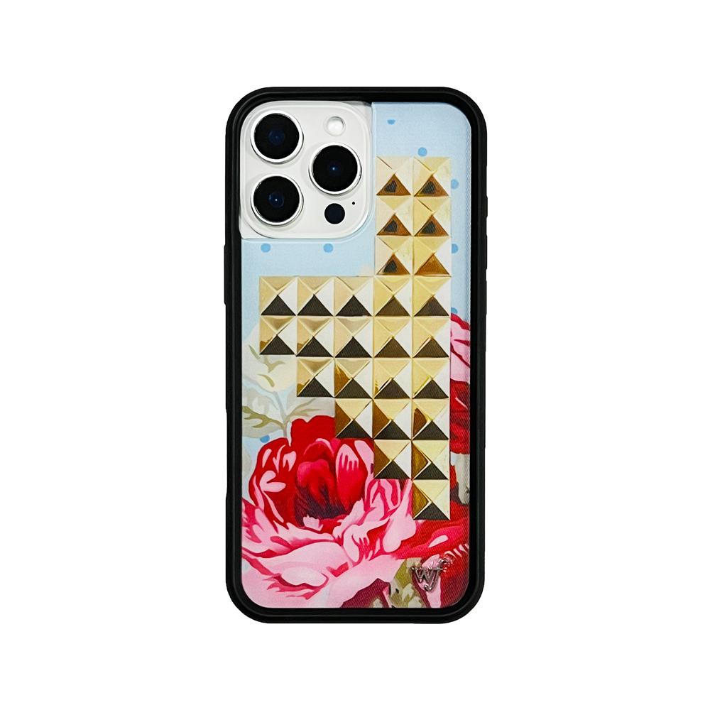 Wildflower fashion 3D Willow Nail Rose Cases for iPhone 12 13 14 15 16 Pro Max Plus 17 pro Cowboy splicing cloth wf Phone Case