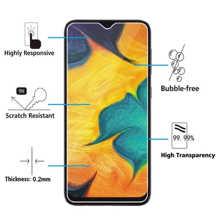 För Samsung Galaxy A20 6.4" SM-A205F: Parti - Paket med 3 skärmskyddsfilmer av härdat glas
